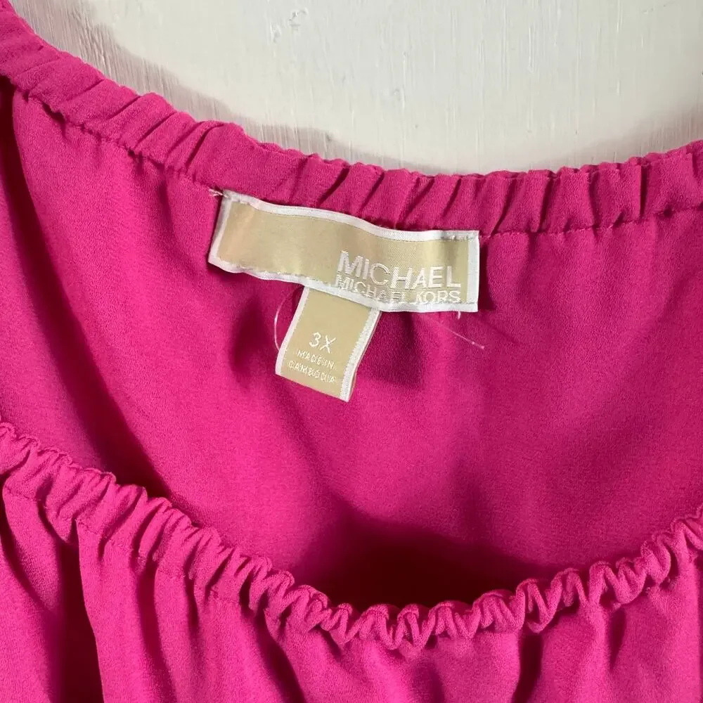 MICHAEL Michael Kors Pink Ruffle Off Shoulder Blouse Plus 3X NWOT